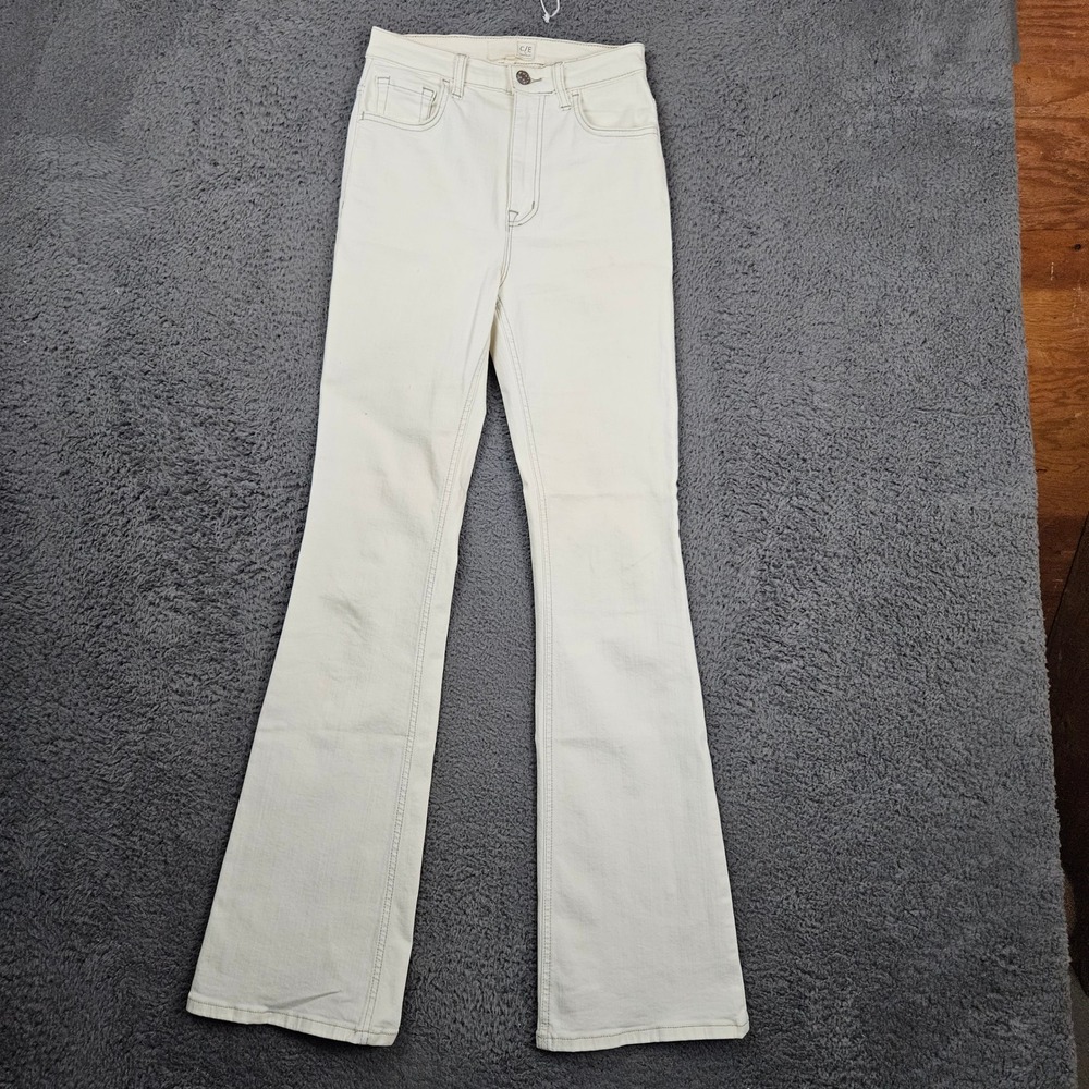 C/E by‎ Current Elliott Women's Ivory Flare Leg Jeans Size 25